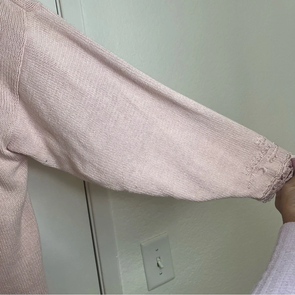 Venezia Light Pink Women's Cardigan Large Embroidered Detail Long Sleeve - Picture 9 of 15